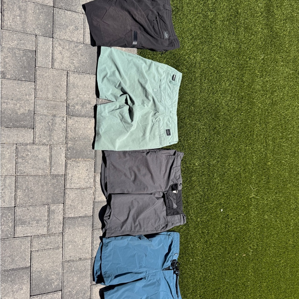 Set of Four Men's board Shorts in Black, Green, Gray, and Blue, vans  billabong